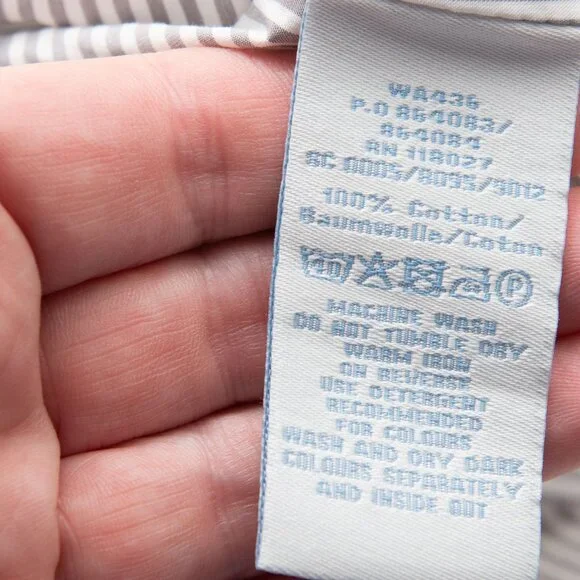 Boden Button Front Blouse Stripe Shirt Long Sleeve Grey White Size 6 - Picture 4 of 5